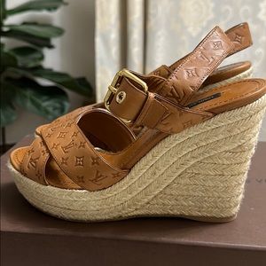Louis Vuitton espadrille platform wedge sandals